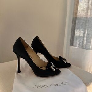 Jimmy Choo Black Heels with Bow Accent